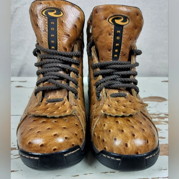 Roper Leather Ostrich Kiltie Boots - Picture 1 of 10